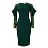 African Dresses for Women Autumn Elegant African Long Sleeve Lace Patchwork O-neck Bodycon Dress Dashiki African Clothing