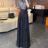 Korean Royal Sister Style Gray Suit Pants Women's High Waist Drape Strap Design Wide Leg Trousers