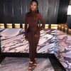Women Full Sleeve Turtleneck Ribbon Ruched Long Maxi Dress Spring Sexy Street Slim Evening Night Club Party Dresses