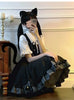 Japanese Kawaii Two Pieces Set Women Outfits Ruffled Patchwork Cute Bow Dress + Flare Sleeve Lolita Blouse Y2k Aesthetic JK Suit