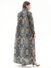 Pleated Turndown Collar Long Sleeve Cardigan Dress Women Spring Abaya Original Designer Vintage Printed Coat