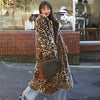 Europe America Women's Leopard Fur Coat Longer Casual Loose Fur Overcoat Large Size Warm Windbreake Plush Coat