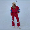 Winter Women's One‑piece Ski Suit Hooded Zipper Pocket Full Sleeve Coat Pant Suits Lady Warm Vacation Skiwear