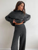 turtleneck sweater set women's European, American autumn and winter loose casual lazy thickened knitted trousers set