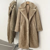 Mueyeruho Winter Women Faux Fur Jacket Coat Solid Khaki Long Sleeve Thick Warm Overcoat Outwear Fluffy Coat For Women
