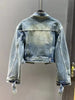 Vintage Short Denim Jacket Women Spring Autumn Lapel Jeans Jacket Coat Casual Female Outerwear Streetwear