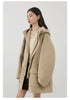 Women's Woolen Coat Loose Solid British Hooded Jackets Drawstring Mid-length Ladies Windbreaker Autumn Winter