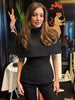 Elegant Solid Shawl Mini Dress Women Chic Half High Collar Waist Cinching A-line Short Dresses Lady Party Evening Gown