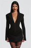 Long Scarf Women Suit 1 Piece Blazer With Back Stripe Sexy V Neck Ruffles Short Mini Party Gown Formal Office Lady Jacket Coat