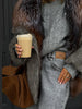 Winter Faux Fur Collar Woolen Coat Women Vintage Thick Hooded Long Sleeve Oversized Warm Jacket Lady High Streetwear