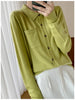 Women's Elegant Spring Knitted Cardigan Wool Polo Neck With Pockets Solid All-Match Casual Soft Tops Coats ZB1047006