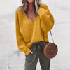 Casual Knitted Sweater Women Streetwear V Neck Long Sleeve Pullovers Loose Solid Coat Autumn Winter Women's Sweater