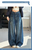Women's High-Waisted Barrel Jeans Curved Leg Denim Contrast Stitching Vintage Wash Horseshoe Pants S-3XL