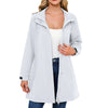 Women's Casual Water-Resistant Trench Coat Detachable Hood Windbreaker Solid Color Long Sleeve Light Weight Jacket