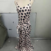 Contrast Polka Dot Sheer Short Dress Women Chic Lapel V-neck Long Flare Sleeves With Wrap Tie Dresses Layered Daily Ootd Styling