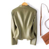 Leather Jacket Women's Short Slim Sheepskin Coat Spring Autumn Leather Jacket Long Sleeve Lapel Zipper Outwear