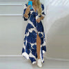 Women Lapel Collar Long Sleeve Leaf Print Button Front Split Maxi Shirt Dress Casual Daily Commuter Cover Up
