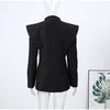 Hollow Out Long Sleeve Blazer Jacket For Women Spring Solid V-neck Waist Suit Coats Office Lady Chic Outerwear