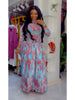 Women Print Full Sleeve O-neck Pleated Long Dress Spring Evening Elegant Romantic Vacation Party Birthday Dresses