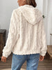 Women Autumn White Zipper Jacket White Long Sleeve Thick Plush Warm Coat Loose Winter Soft Lady Short Hooded Coat