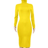 Winter Black Turtleneck Sexy Women Dress Autumn Long Sleeve Skinny Midi Boydcon Casual Blue Plush Knee-Length Party