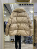 Lagabogy Winter Women Real Fox Fur 90% White Duck Down Jacket Short Puffer Coat Female Vintage Mink Fur Patchwork Parka