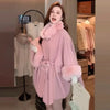8 Colors Women Mantle Winter Faux Fur O Neck Poncho Cardigan Overcoat Outer Loose Capes Cloak Big Pendulum Oversize Belt Coat