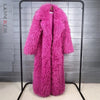 Colorful Women's Furry Coat Rose Pink Faux Fur Coat Suit Collar Autumn Winter Thick Cardigan Long Overcoat Chic 2DB5859