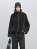 Winter Women's Petite Stand Collar Faux Fur Shearling Short Jacket Plush Teddy Zip Up Cozy Fleece Cropped Coat