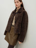 Women's Winter Brown Faux Lambswool Cropped Coat Warm Vintage Commuting Chic Girls Temperament