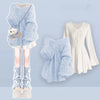 Women's Winter Knitted Sweater Midi Skirt Matching Set Korean Elegant Pullover+Long-sleeve Dress Two Piece Suit