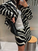 Women Zebra Print 2 Piece Set Round Neck Cropped Jacket Mini Skirt Set All Matching Suit Female Autumn Street Office Outfit