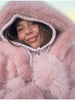 Women's Fluffy Faux Fur Coat Chic Pink Hooded Full Sleeve Loose Warm Jacket Winter Lady Street Outwear