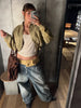 Cropped Bomber Short Jackets Women Solid Folded Hem Zipper Pockets Full Sleeves Coats Women Lady Casual Daily Street Outwear