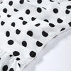 Polka Dot Puff Sleeve Dress Women's V-neck Waist Cinching Pleated Mini Dresses Spring Lady Elegant Casual Wear