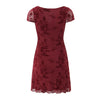Women Sweet Flower Flocking Chic Bow Mini Dress Vintage Square Collar Sexy Slim Hip Wrap Dresses