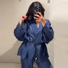 Casual Women Shirt Pant Set V-Neck Lace Up Loose Long Sleeve Top Wide Leg Trousers Suit Spring Autumn Chic Lady Outfits
