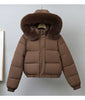 Winter Short Parkas Women's Cotton-padded Clothes Fleece Lining Thicken Warm Outerwear Fur Collar Removable Hooded Quilted Coat