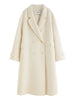 Women's Pure Wool Double Breasted Coat - Classic Mid-Length Winter Trench Warm Elegant Overcoat