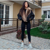 Women's Warm Faux Fur Spliced Cotton Coats Loose Lapel Long Sleeve Pockets Thicken Jacket Winter Lady Chic Outwear