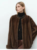 Autumn Winter Short Elegant Thick Warm Soft Brown Faux Mink Fur Coat Women Long Sleeve Modern Chic Fluffy Jacket