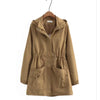 Women Trench Coat Solid Mid Long Hooded Windbreaker Middle Aged Mothers Clothes Large Size 5XL 6XL 7XL Female Outerwear