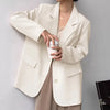 White Oversized Blazer Women Mid Length Korean Style Long Sleeve Single Breasted Suit Jacket Woman Loose Casual Office Outerwear