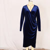 Elegant Velvet Bodycon Dress Women Sexy Wrapped V-neck Long Sleeve Ruched High Waist Midi Dress Party Cocktail Dresses Vestidos