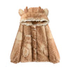 Autumn Winter Thick Warm Sweet Cute Lace Patchwork Faux Fur Coat Hoodie Women with Deer Ears Horn Buttons Fluffy Jacket