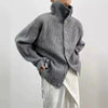 Simple Single-Breasted Sweater Women Streetwear Vintage Loose Knitted Cardigan Female Y2K Turtleneck Knitwear Jacket