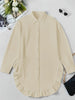 Solid Mini Party Prom White Mini Dresses Women Falbala Lapel Long Sleeve Casual Shirts Casual Vintage Blouses