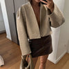 Croc Embossed Cropped Faux Leather Jacket High Stand Collar Long Sleeve Oversized Women Jackets Autumn Chic Coats