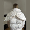 Women's Oversized Quilted Jacket With Hooded Stand Collar Long Sleeve Zipper Pocket Coat Lady Warm Winter Outerwear