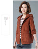 Corduroy Short Coat 5XL Women's Spring Autumn Korean Loose Solid Hooded Jacket Casual Female Zipper Coat Tops